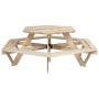 Mesa de picnic hexagonal 6 niños agujero sombrilla madera abeto de , Mesas de jardín - Ref: Foro24-3281625, Precio: 198,05 €,...