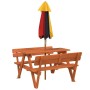 Mesa de picnic para 4 niños agujero para sombrilla madera abeto de , Mesas de jardín - Ref: Foro24-3281619, Precio: 123,76 €,...