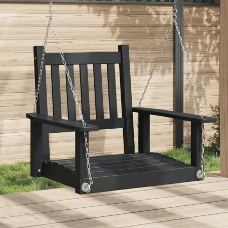 Garden swing chair with black fir wood and metal chains. by , Garden rockers - Ref: Foro24-4008976, Price: 98,99 €, Discount: %