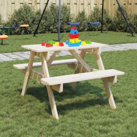 Mesa de picnic para 4 niños agujero para sombrilla madera abeto de , Mesas de jardín - Ref: Foro24-4008983, Precio: 64,46 €, ...