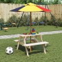 Mesa de picnic para 4 niños agujero para sombrilla madera abeto de , Mesas de jardín - Ref: Foro24-4008983, Precio: 64,99 €, ...