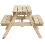 Picnic table for 4 children with umbrella hole made of fir wood. by , Garden tables - Ref: Foro24-4008983, Price: 64,46 €, Di...