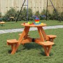 Mesa de picnic para 4 niños agujero para sombrilla madera abeto de , Mesas de jardín - Ref: Foro24-4008988, Precio: 93,17 €, ...