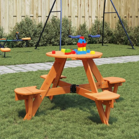 Picnic table for 4 children with umbrella hole made of fir wood. by , Garden tables - Ref: Foro24-4008988, Price: 93,17 €, Di...