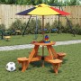 Mesa de picnic para 4 niños agujero para sombrilla madera abeto de , Mesas de jardín - Ref: Foro24-4008988, Precio: 93,99 €, ...