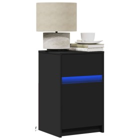 Black engineered wood bedside table with LED lights by , Nightstands - Ref: Foro24-852000, Price: 55,31 €, Discount: %