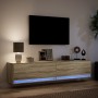 Mueble de TV de pared con LED roble Sonoma 180x31x38 cm de , Muebles TV - Ref: Foro24-3307949, Precio: 174,99 €, Descuento: %