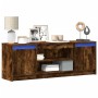 LED TV stand in smoked oak engineered wood 139.5x34x50 cm by , TV Furniture - Ref: Foro24-852198, Price: 99,05 €, Discount: %