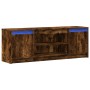 LED TV stand in smoked oak engineered wood 139.5x34x50 cm by , TV Furniture - Ref: Foro24-852198, Price: 99,05 €, Discount: %