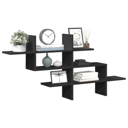 Engineered wood black wall shelf 124.5x18x60.5 cm by , Shelves and shelves - Ref: Foro24-853264, Price: 35,99 €, Discount: %