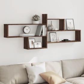 Engineered wood brown oak wall shelf 167.5x18x68 cm by , Shelves and shelves - Ref: Foro24-853323, Price: 40,40 €, Discount: %