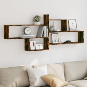 Engineered smoked oak wood wall shelf 167.5x18x68 cm by , Shelves and shelves - Ref: Foro24-853321, Price: 41,14 €, Discount: %