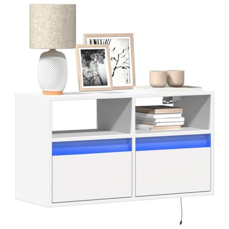 Wall-mounted TV stand with LED lights white 80x31x45 cm by , TV Furniture - Ref: Foro24-852327, Price: 74,99 €, Discount: %