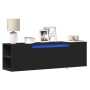 Wall-mounted TV stand with LED lights black 135x31x39.5 cm by , TV Furniture - Ref: Foro24-852384, Price: 95,82 €, Discount: %