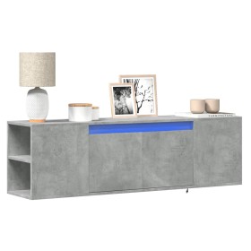 Wall-mounted TV unit with LED lights in concrete grey, 135x31x39.5 cm by , TV Furniture - Ref: Foro24-852386, Price: 92,98 €,...