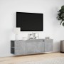 Wall-mounted TV unit with LED lights in concrete grey, 135x31x39.5 cm by , TV Furniture - Ref: Foro24-852386, Price: 93,99 €,...