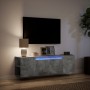 Wall-mounted TV unit with LED lights in concrete grey, 135x31x39.5 cm by , TV Furniture - Ref: Foro24-852386, Price: 93,99 €,...