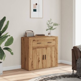 Handcrafted engineered oak wood sideboard 80x33x70 cm by , Sideboards - Ref: Foro24-857076, Price: 85,96 €, Discount: %