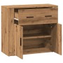 Aparador madera de ingeniería roble artesanal 80x33x70 cm de , Aparadores - Ref: Foro24-857076, Precio: 96,45 €, Descuento: %