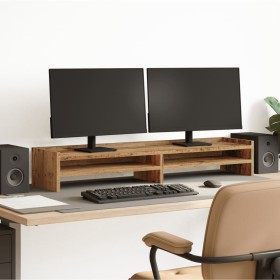 Soporte de monitor madera ingeniería envejecido 100x24x16 cm de , Bases y elevadores para ordenadores - Ref: Foro24-854731, P...