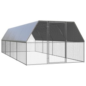 Galvanized steel chicken coop cage 3x8x2 m by , Cages and habitats for small animals - Ref: Foro24-3278810, Price: 385,99 €, ...