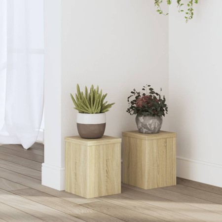 Plant stands 2 units oak wood Sonoma 15x15x20 cm by , Pot stands - Ref: Foro24-852890, Price: 26,60 €, Discount: %