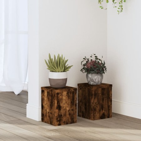 Plant stands 2 units smoked oak wood 15x15x20 cm by , Pot stands - Ref: Foro24-852892, Price: 26,99 €, Discount: %