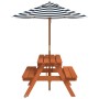 Mesa de picnic para 4 niños agujero para sombrilla madera abeto de , Mesas de jardín - Ref: Foro24-3281616, Precio: 91,31 €, ...