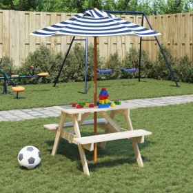 Picnic table for 4 children with umbrella hole made of fir wood. by , Garden tables - Ref: Foro24-3281614, Price: 86,99 €, Di...