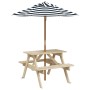 Picnic table for 4 children with umbrella hole made of fir wood. by , Garden tables - Ref: Foro24-3281614, Price: 86,42 €, Di...