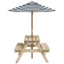 Picnic table for 4 children with umbrella hole made of fir wood. by , Garden tables - Ref: Foro24-3281614, Price: 86,42 €, Di...