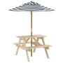 Picnic table for 4 children with umbrella hole made of fir wood. by , Garden tables - Ref: Foro24-3281614, Price: 86,42 €, Di...