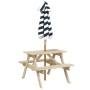 Picnic table for 4 children with umbrella hole made of fir wood. by , Garden tables - Ref: Foro24-3281614, Price: 86,42 €, Di...