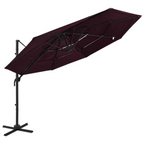 4-level umbrella with a 3x3 m burgundy aluminum pole by vidaXL, Umbrellas - Ref: Foro24-313832, Price: 158,75 €, Discount: %