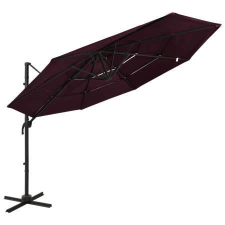 4-stöckiger Regenschirm mit burgunderroter Aluminiumstange 3x3 m von vidaXL, Sonnenschirme - Ref: Foro24-313832, Preis: 158,7...