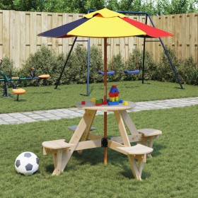 Mesa de picnic para 4 niños agujero para sombrilla madera abeto de , Mesas de jardín - Ref: Foro24-3281621, Precio: 109,49 €,...