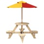 Picnic table for 4 children with umbrella hole made of fir wood. by , Garden tables - Ref: Foro24-3281621, Price: 109,40 €, D...