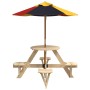 Picnic table for 4 children with umbrella hole made of fir wood. by , Garden tables - Ref: Foro24-3281621, Price: 109,40 €, D...