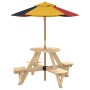 Picnic table for 4 children with umbrella hole made of fir wood. by , Garden tables - Ref: Foro24-3281621, Price: 109,40 €, D...