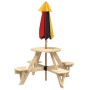 Picnic table for 4 children with umbrella hole made of fir wood. by , Garden tables - Ref: Foro24-3281621, Price: 109,40 €, D...