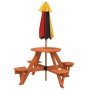 Mesa de picnic para 4 niños agujero para sombrilla madera abeto de , Mesas de jardín - Ref: Foro24-3281623, Precio: 115,99 €,...