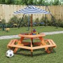 Hexagonal picnic table for 6 children with umbrella hole, made of fir wood. by , Garden tables - Ref: Foro24-3281628, Price: ...