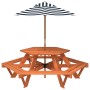 Mesa de picnic hexagonal 6 niños agujero sombrilla madera abeto de , Mesas de jardín - Ref: Foro24-3281628, Precio: 202,64 €,...