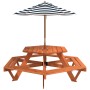 Mesa de picnic hexagonal 6 niños agujero sombrilla madera abeto de , Mesas de jardín - Ref: Foro24-3281628, Precio: 202,64 €,...