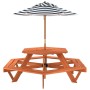 Mesa de picnic hexagonal 6 niños agujero sombrilla madera abeto de , Mesas de jardín - Ref: Foro24-3281628, Precio: 202,64 €,...