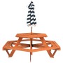 Mesa de picnic hexagonal 6 niños agujero sombrilla madera abeto de , Mesas de jardín - Ref: Foro24-3281628, Precio: 202,64 €,...