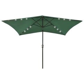 Umbrella with LED and green steel pole 2x3 m by vidaXL, Umbrellas - Ref: Foro24-313786, Price: 55,45 €, Discount: %