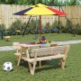 Mesa de picnic para 4 niños agujero para sombrilla madera abeto de , Mesas de jardín - Ref: Foro24-4008985, Precio: 94,99 €, ...