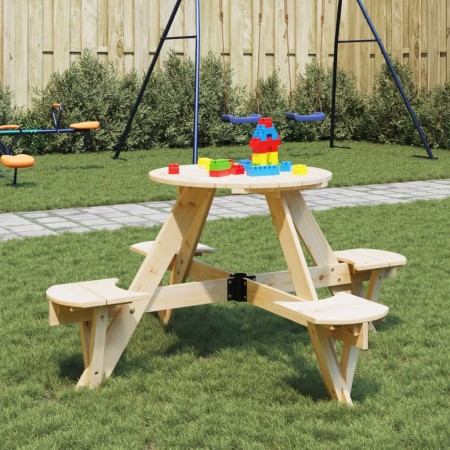 Mesa de picnic para 4 niños agujero para sombrilla madera abeto de , Mesas de jardín - Ref: Foro24-4008987, Precio: 86,90 €, ...