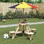 Mesa de picnic para 4 niños agujero para sombrilla madera abeto de , Mesas de jardín - Ref: Foro24-4008987, Precio: 86,90 €, ...